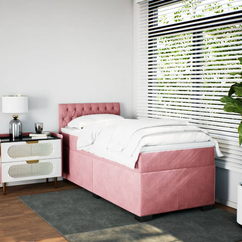 Box spring krevet s madracem ružičasti 90x190 cm baršunasti