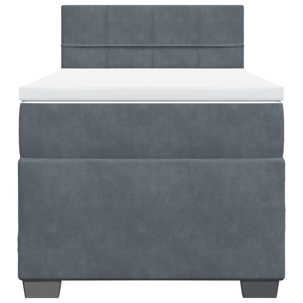 Box spring krevet s madracem tamnosivi 90x190 cm baršunasti