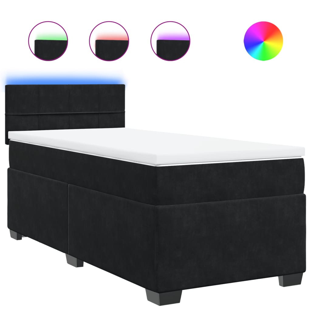 Box spring krevet s madracem crni 90x190 cm baršunasti