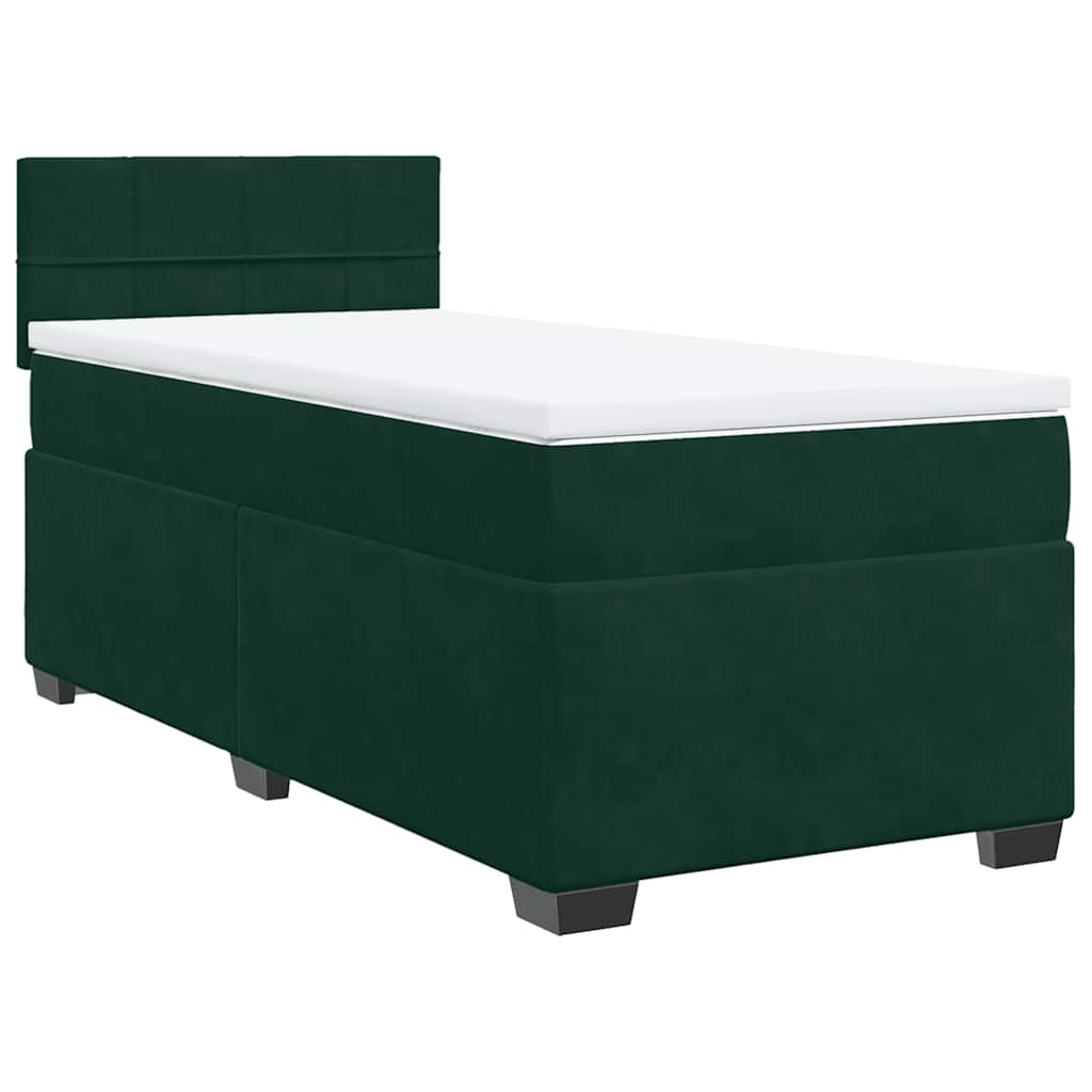 Box spring krevet s madracem tamnozeleni 90x190 cm baršunasti