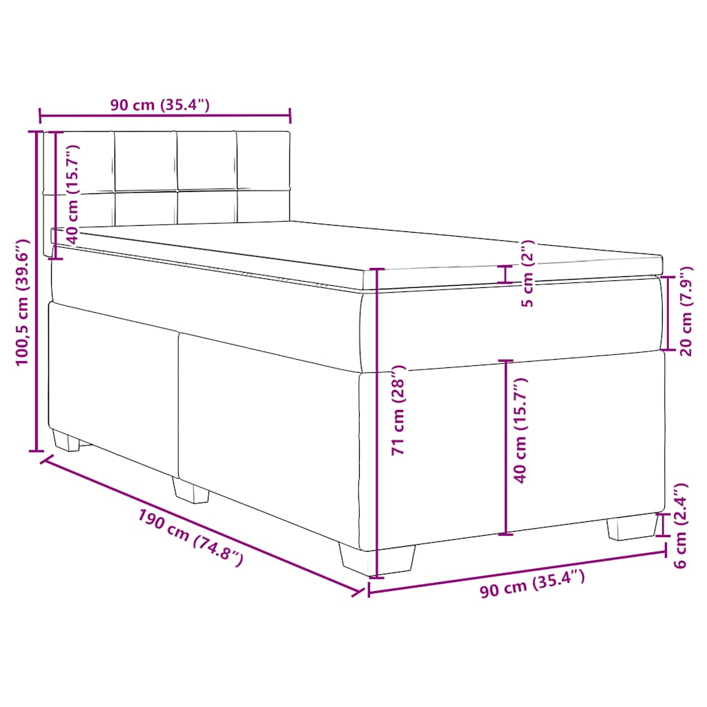 Box spring krevet s madracem tamnozeleni 90x190 cm baršunasti