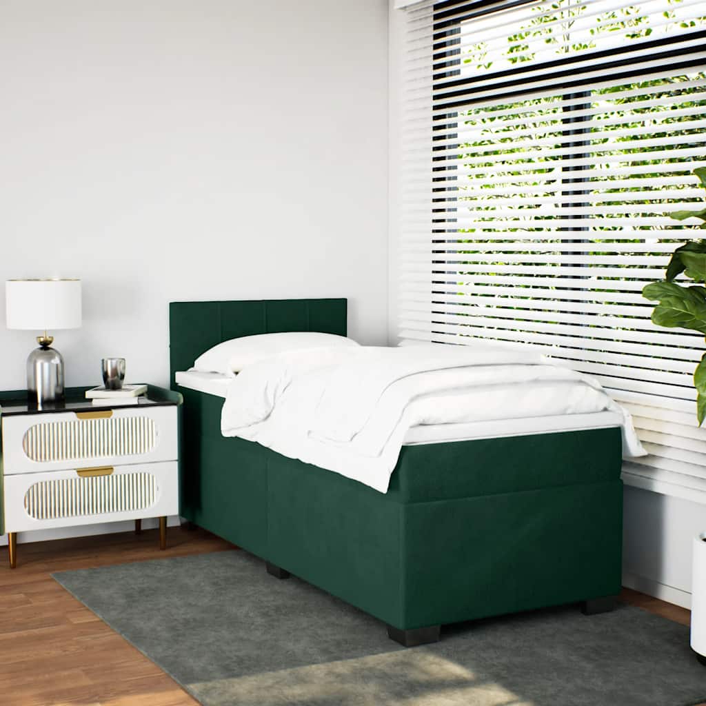Box spring krevet s madracem tamnozeleni 90x190 cm baršunasti