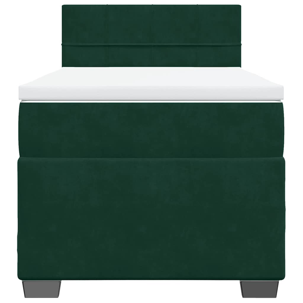 Box spring krevet s madracem tamnozeleni 90x190 cm baršunasti