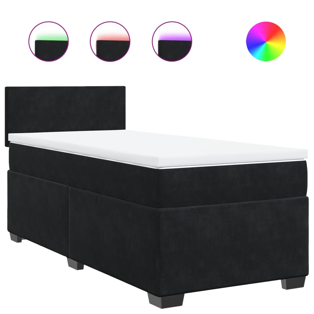 Box spring krevet s madracem crni 90x200 cm baršunasti