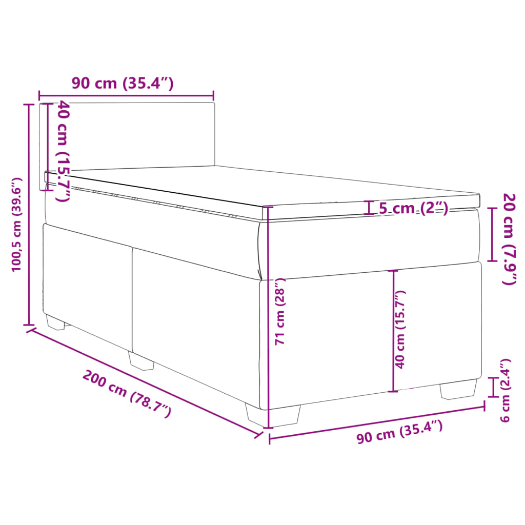 Box spring krevet s madracem crni 90x200 cm baršunasti
