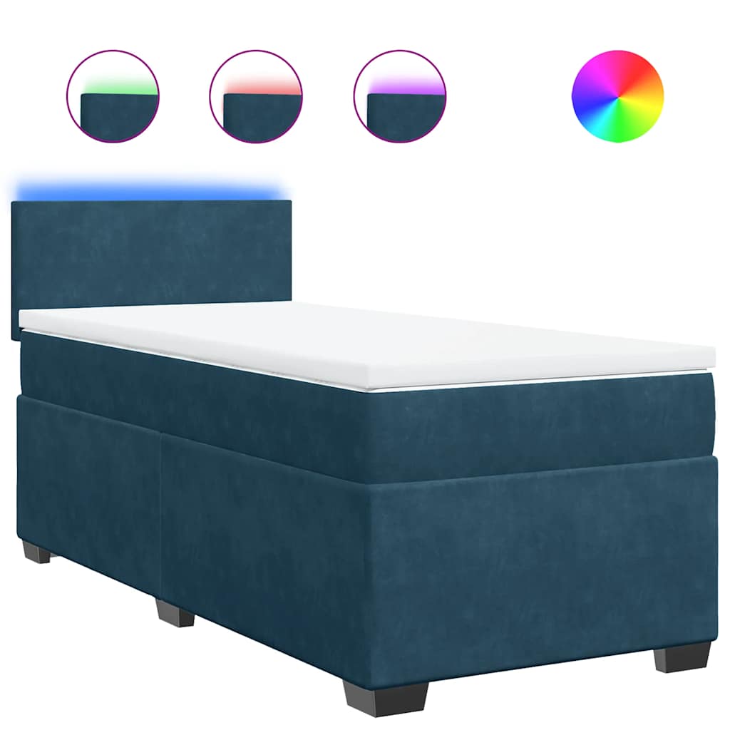 Box spring krevet s madracem plavi 90x200 cm baršunasti