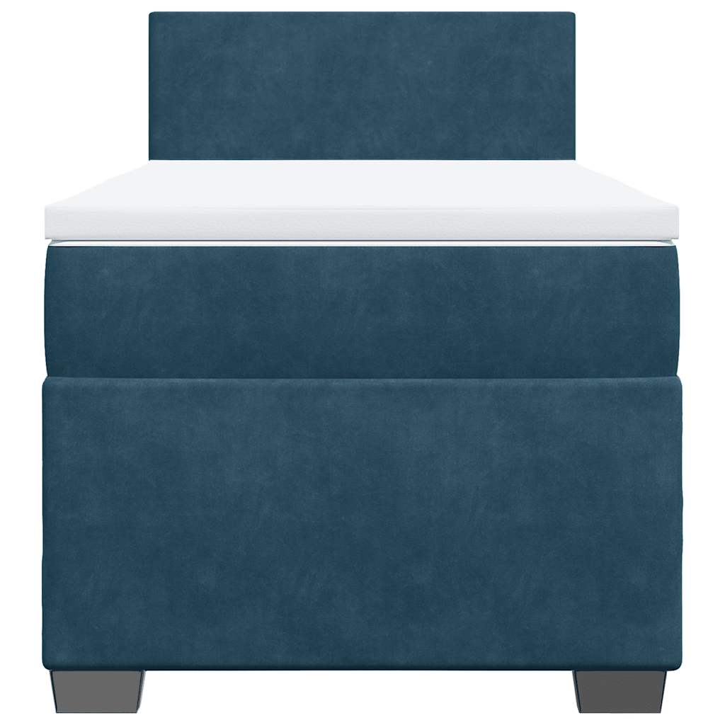 Box spring krevet s madracem plavi 90x200 cm baršunasti