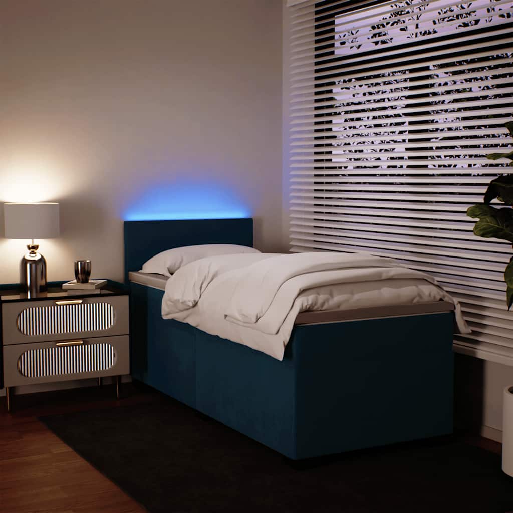 Box spring krevet s madracem plavi 90x200 cm baršunasti
