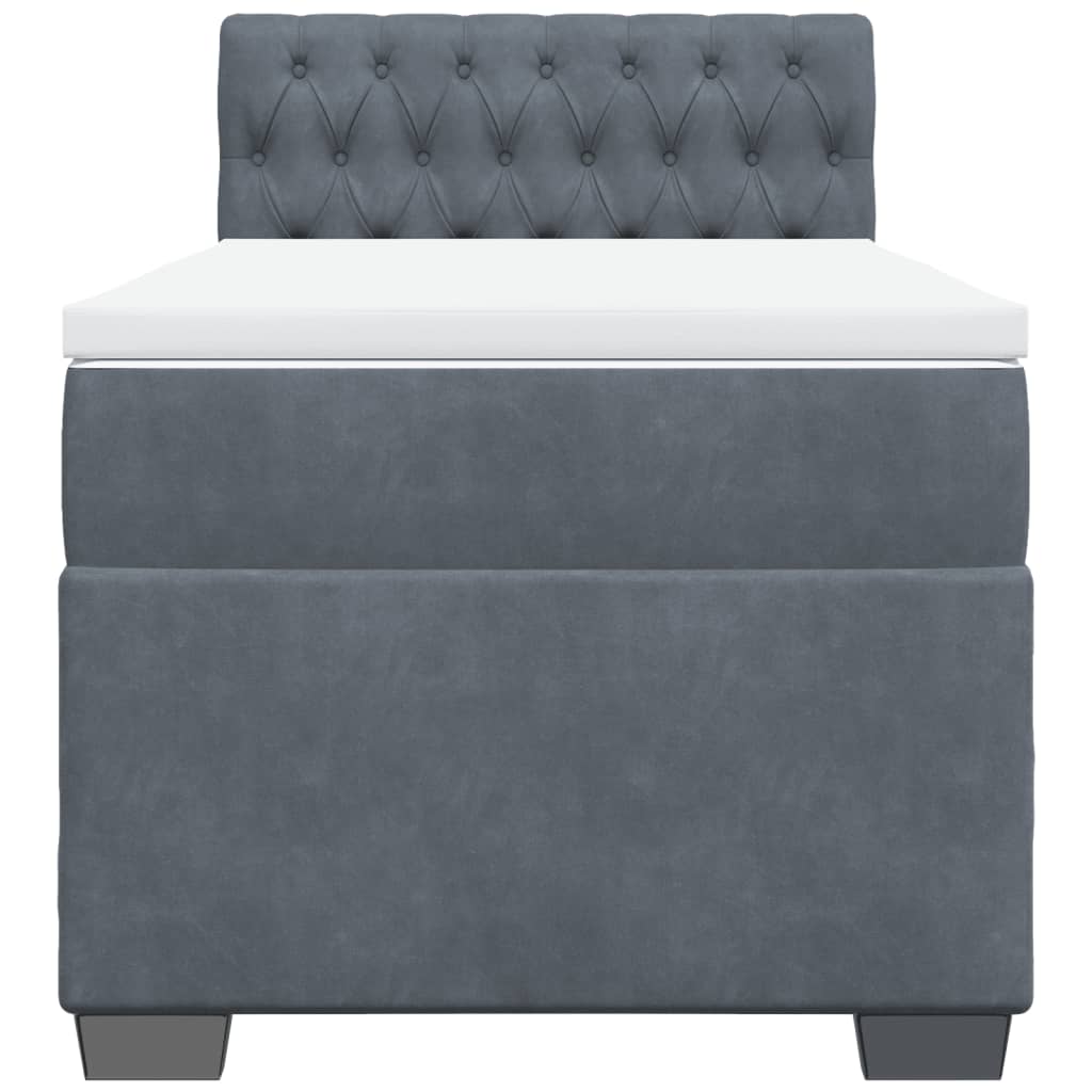 Box spring krevet s madracem tamnosivi 90x200 cm baršunasti