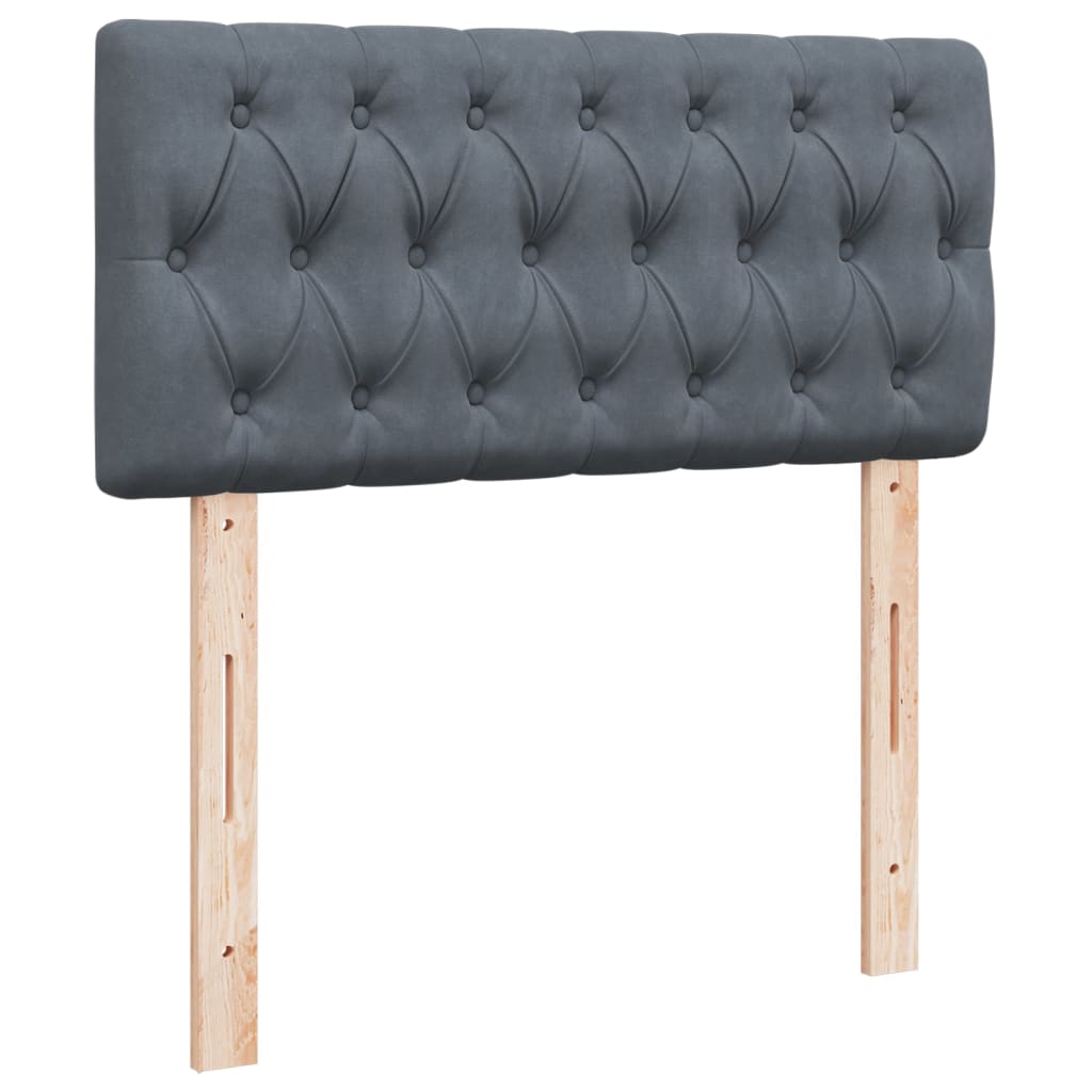 Box spring krevet s madracem tamnosivi 90x200 cm baršunasti