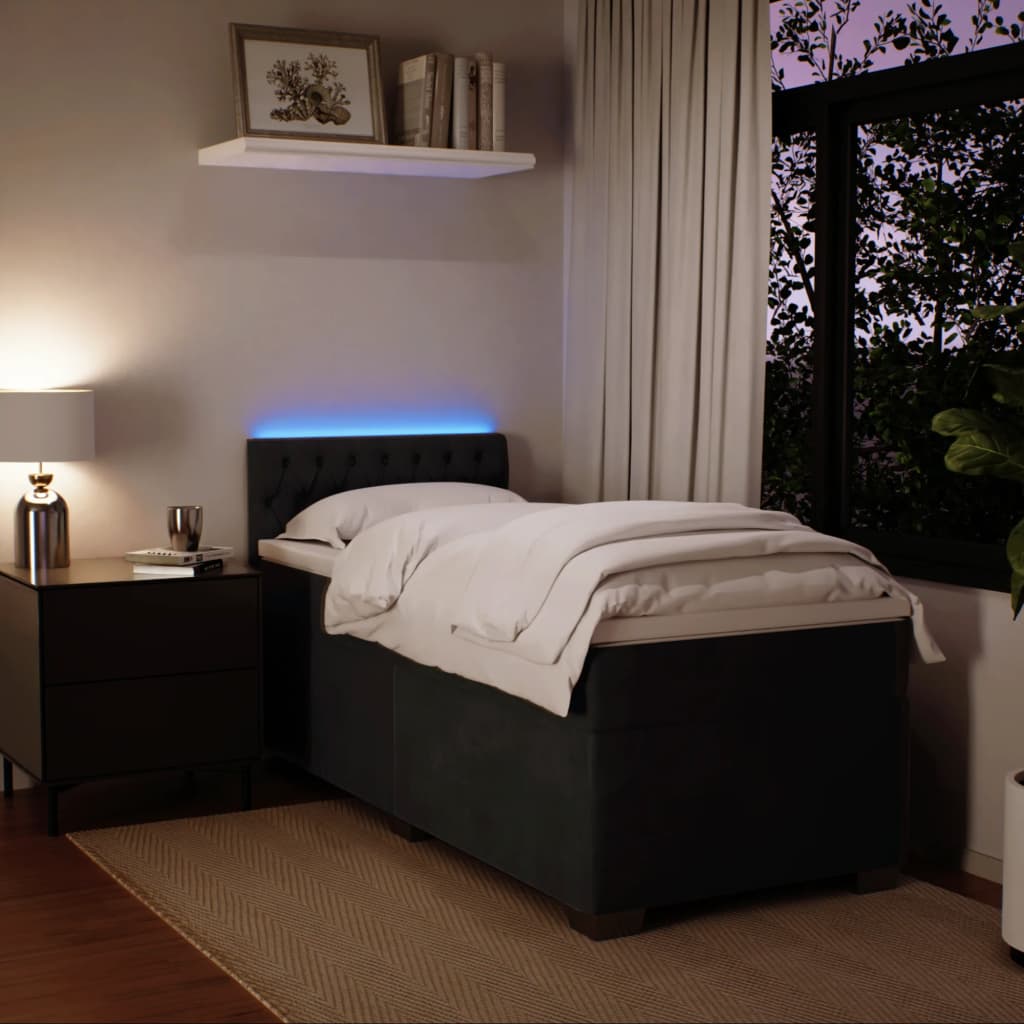Box spring krevet s madracem crni 90x200 cm baršunasti