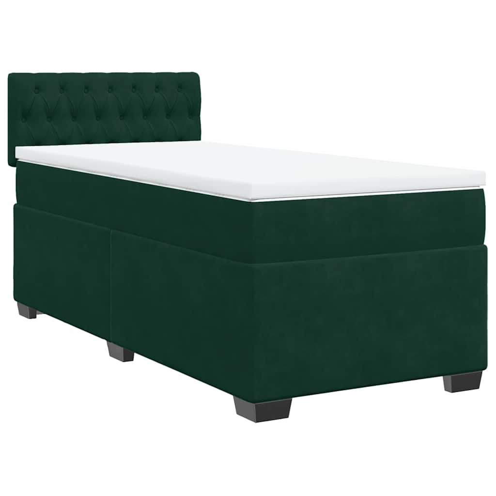 Box spring krevet s madracem tamnozeleni 90x200 cm baršunasti