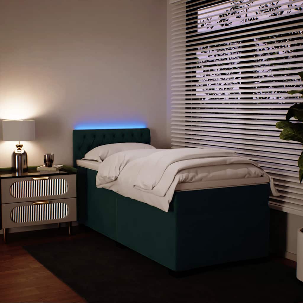 Box spring krevet s madracem tamnozeleni 90x200 cm baršunasti