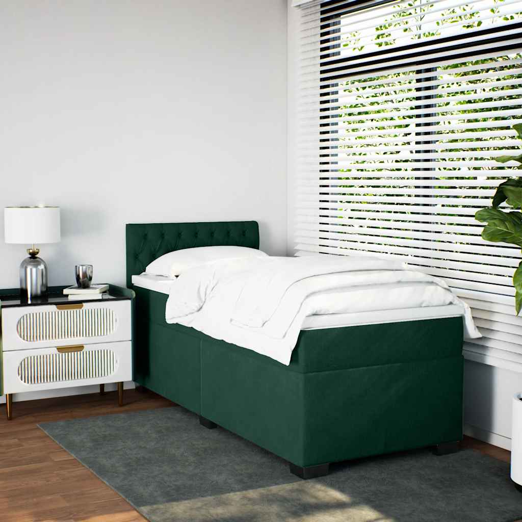 Box spring krevet s madracem tamnozeleni 90x200 cm baršunasti