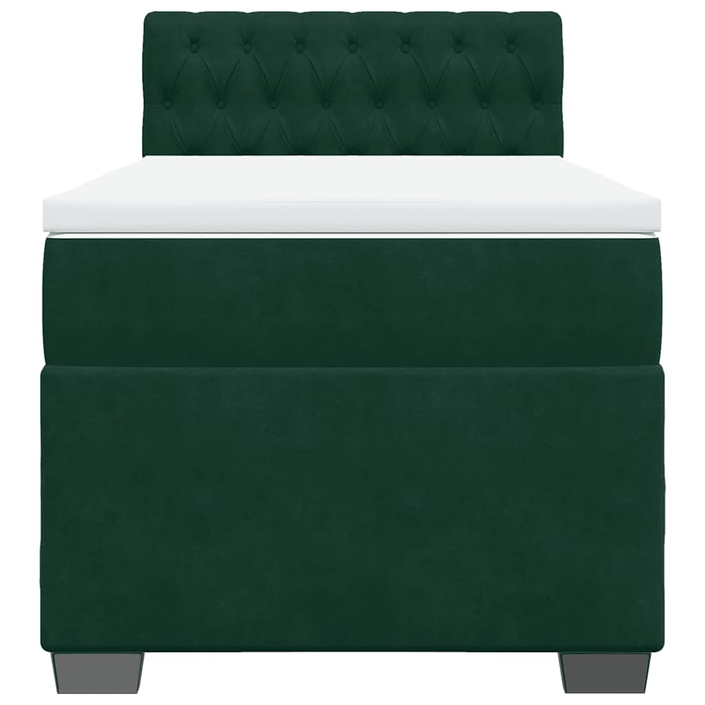 Box spring krevet s madracem tamnozeleni 90x200 cm baršunasti