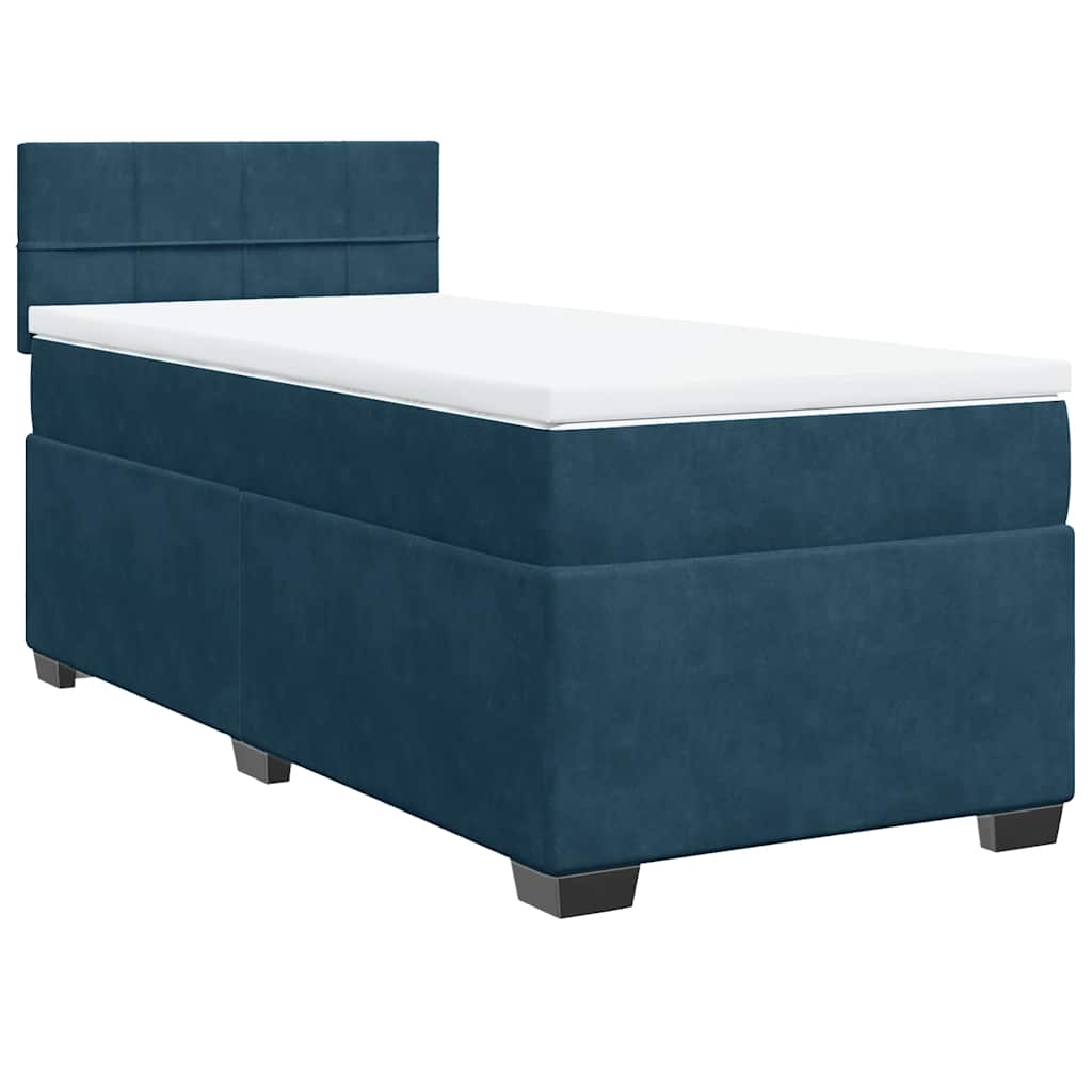 Box spring krevet s madracem plavi 90x200 cm baršunasti