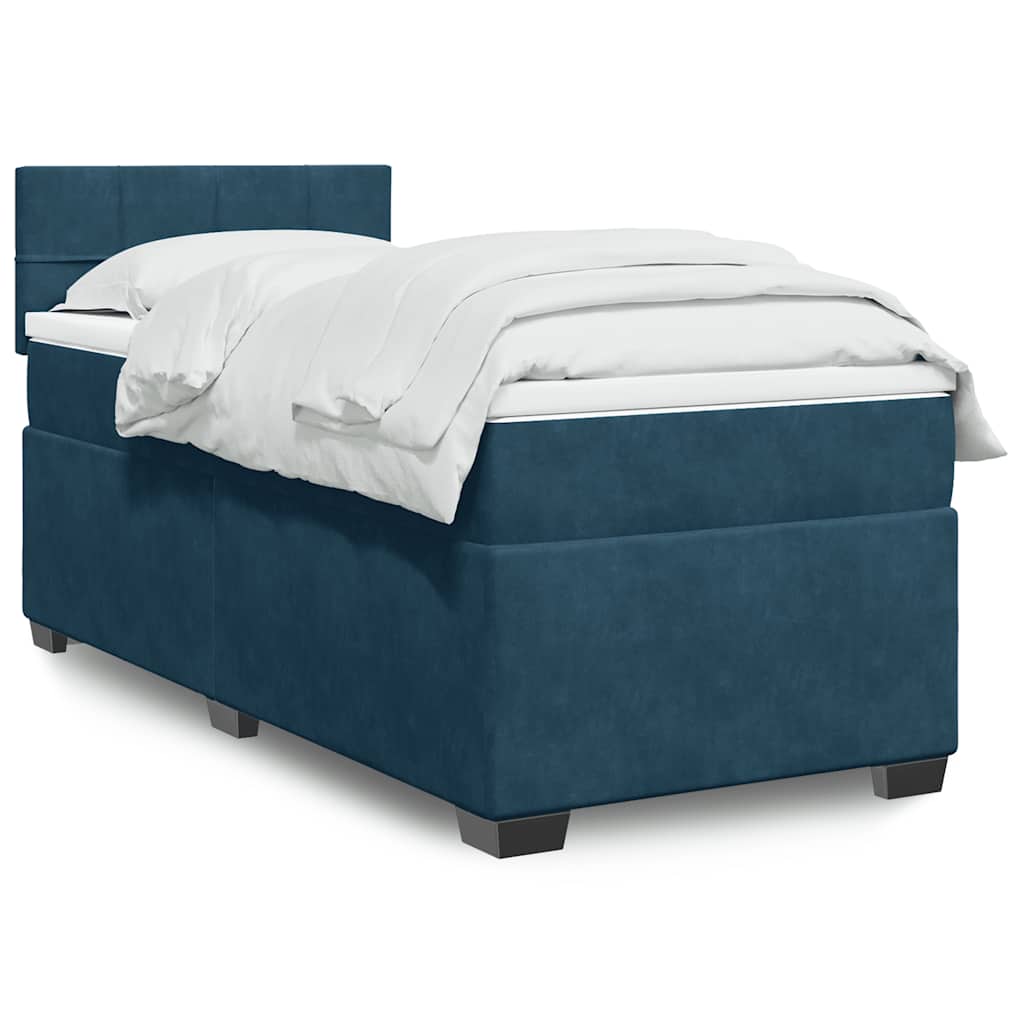 Box spring krevet s madracem plavi 90x200 cm baršunasti