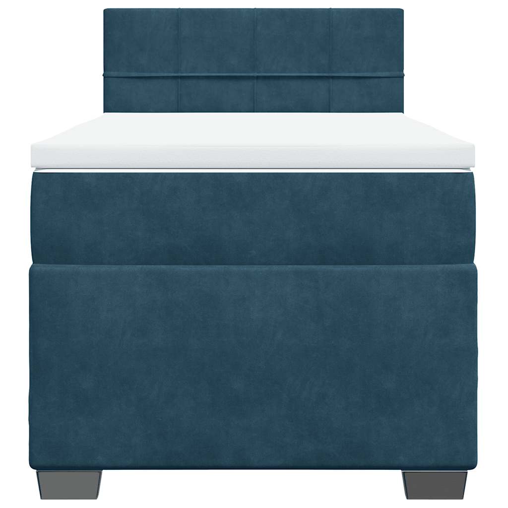 Box spring krevet s madracem plavi 90x200 cm baršunasti