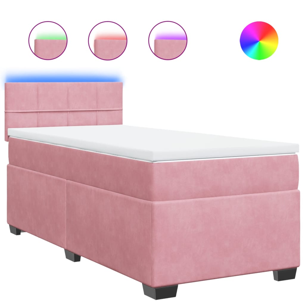 Box spring krevet s madracem ružičasti 90x200 cm baršunasti
