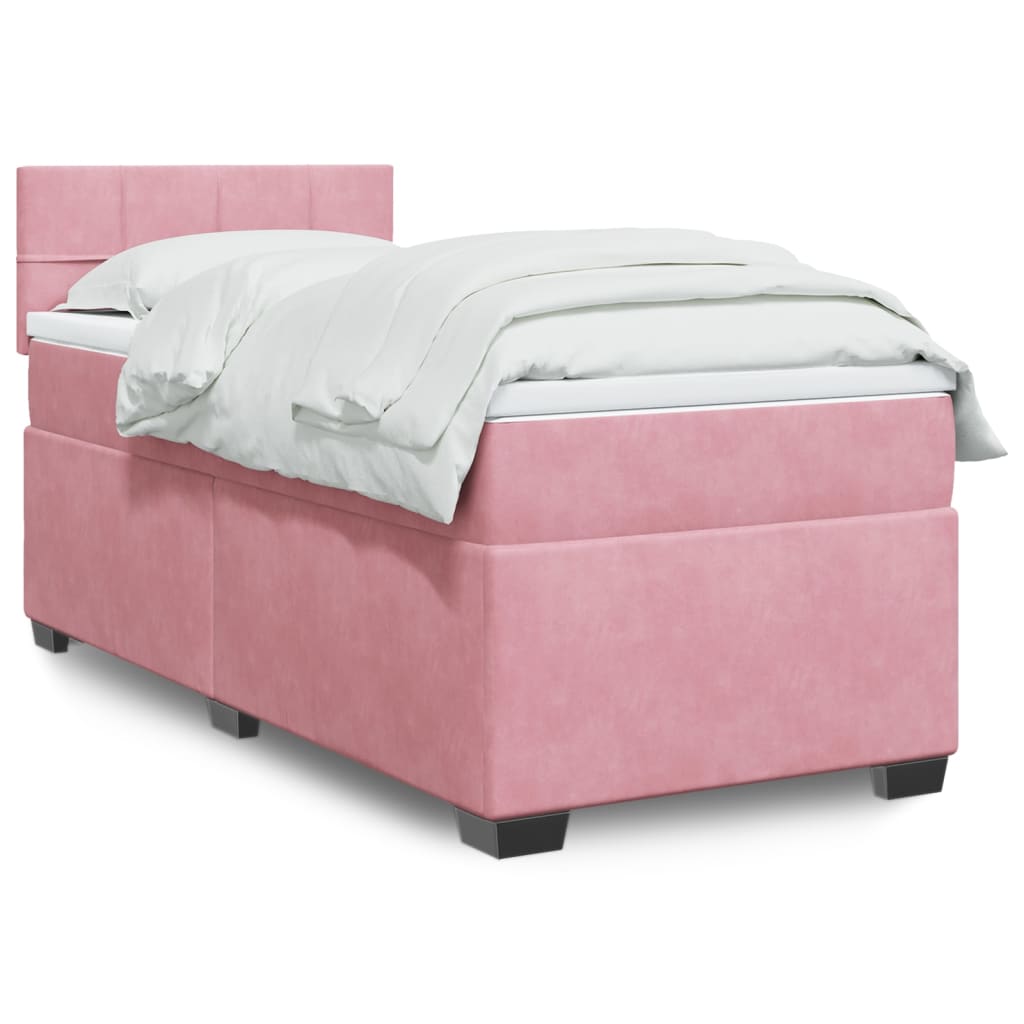 Box spring krevet s madracem ružičasti 90x200 cm baršunasti