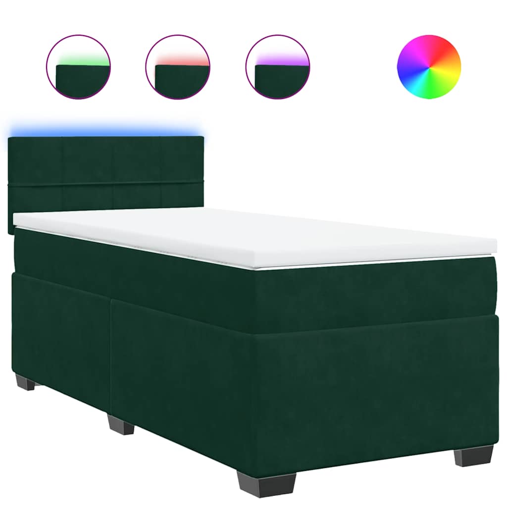 Box spring krevet s madracem tamnozeleni 100x200 cm baršunasti