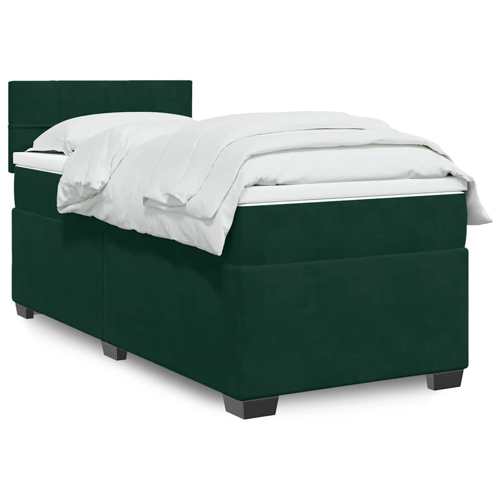 Box spring krevet s madracem tamnozeleni 100x200 cm baršunasti