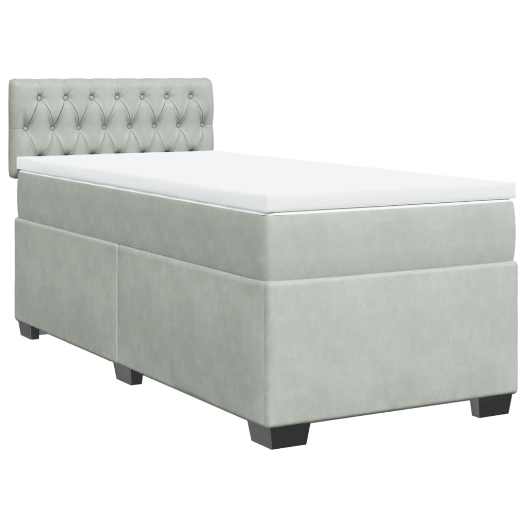 Box spring krevet s madracem svjetlosivi 100x200 cm baršunasti