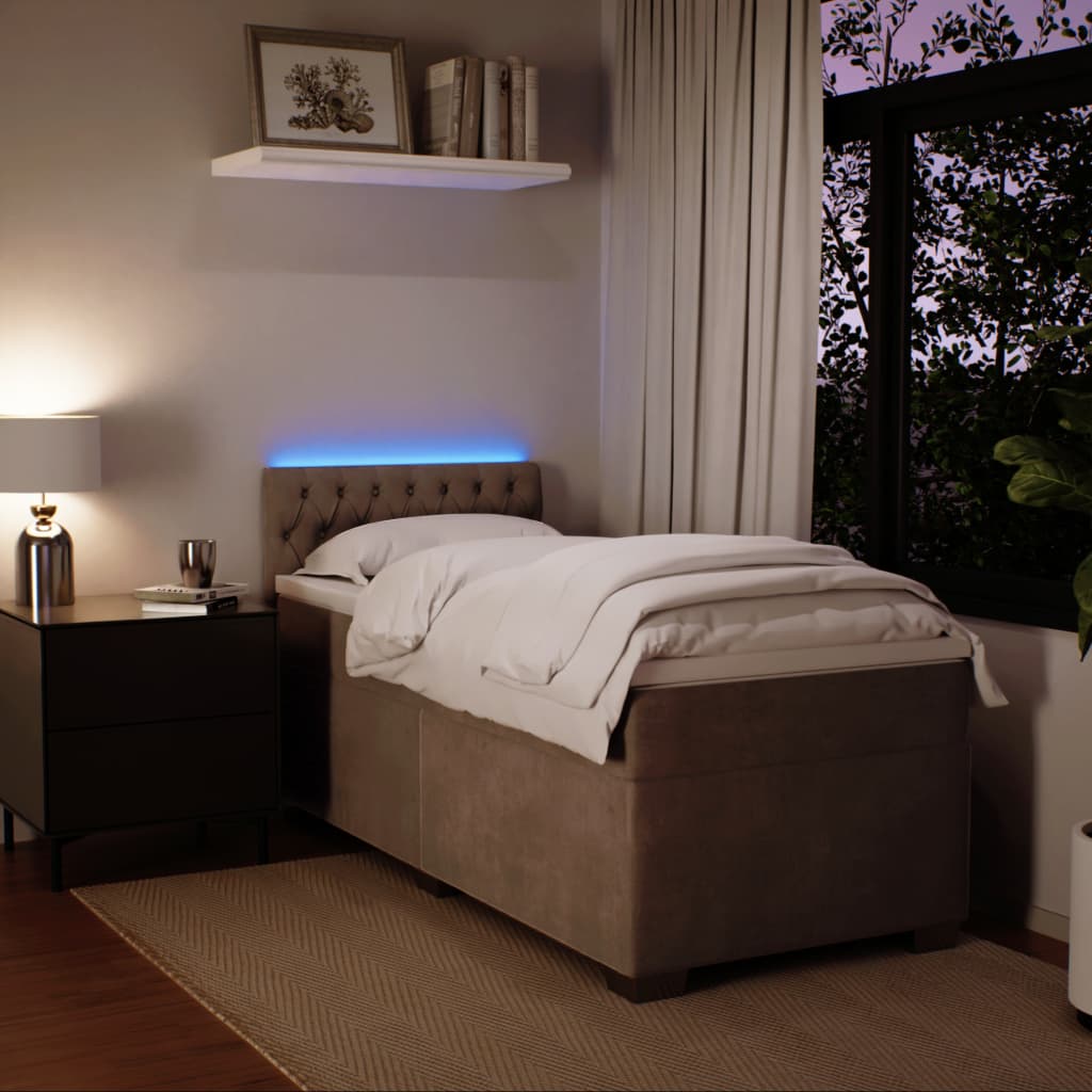 Box spring krevet s madracem svjetlosivi 100x200 cm baršunasti