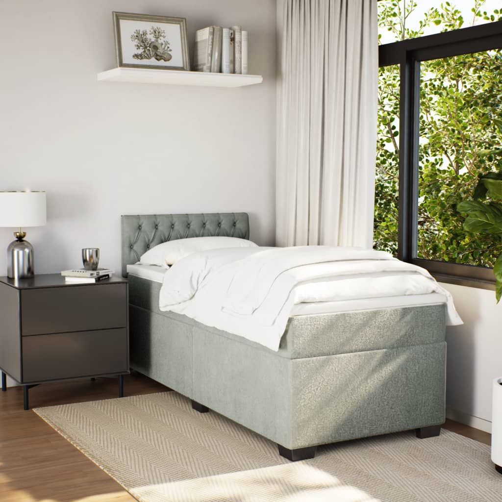 Box spring krevet s madracem svjetlosivi 100x200 cm baršunasti