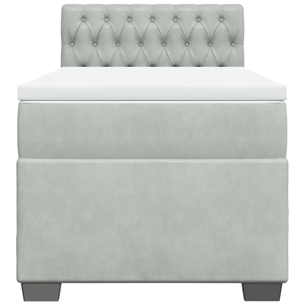 Box spring krevet s madracem svjetlosivi 100x200 cm baršunasti