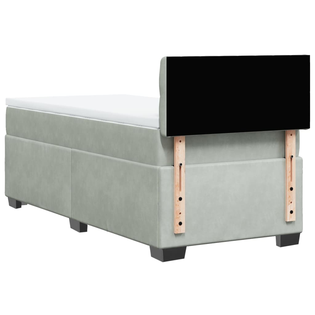 Box spring krevet s madracem svjetlosivi 100x200 cm baršunasti