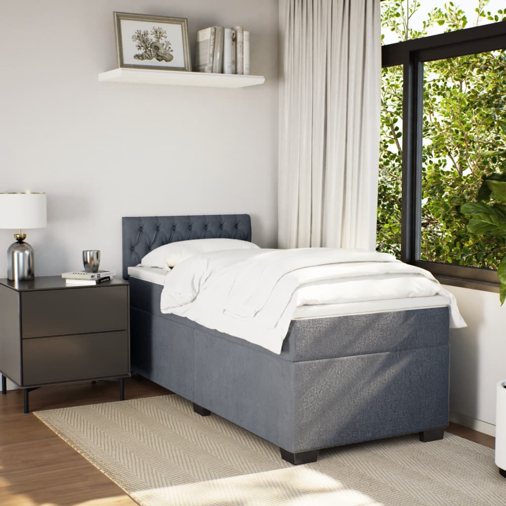 Box spring krevet s madracem tamnosivi 100x200 cm baršunasti