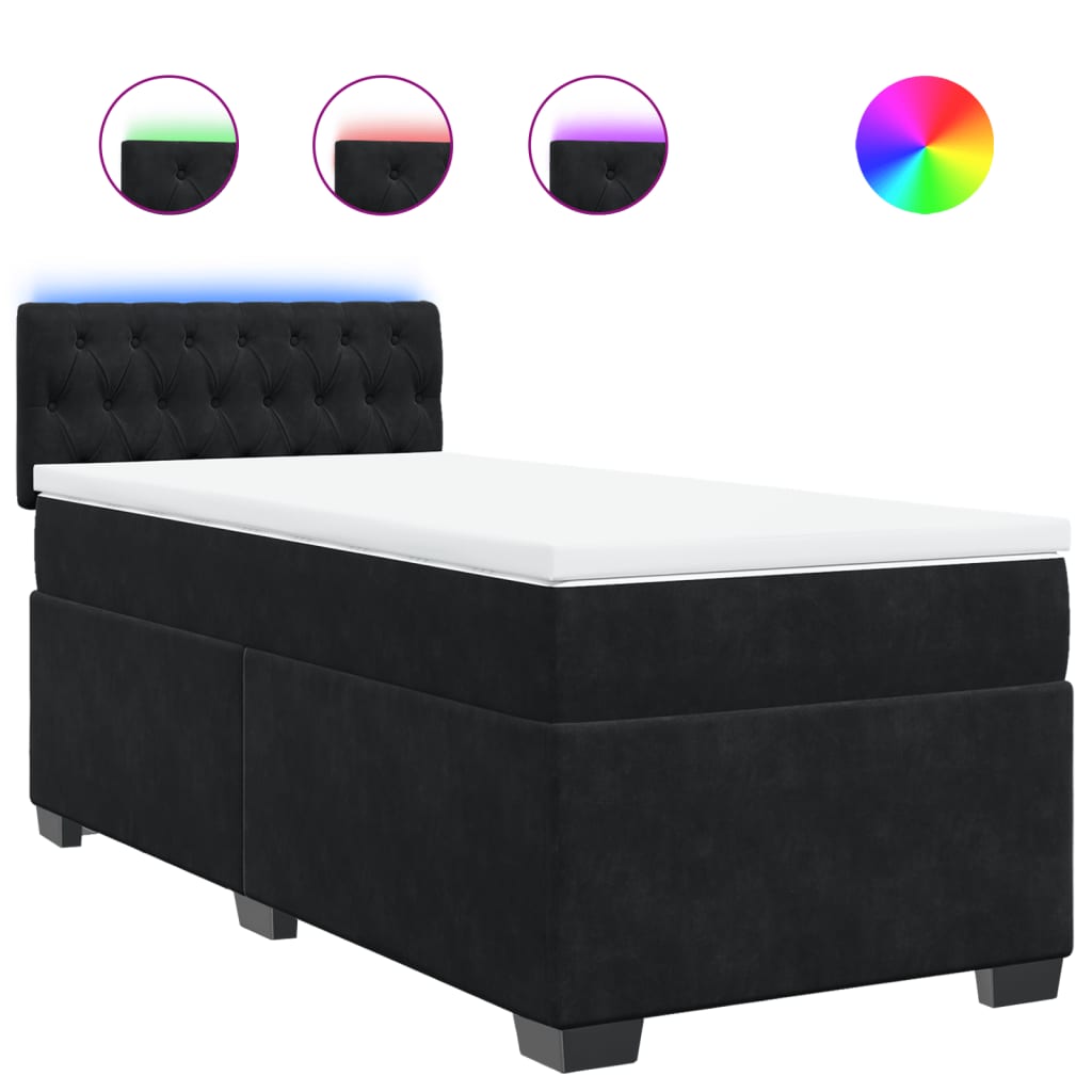 Box spring krevet s madracem crni 100x200 cm baršunasti