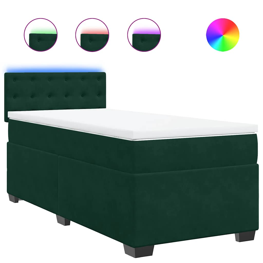 Box spring krevet s madracem tamnozeleni 100x200 cm baršunasti