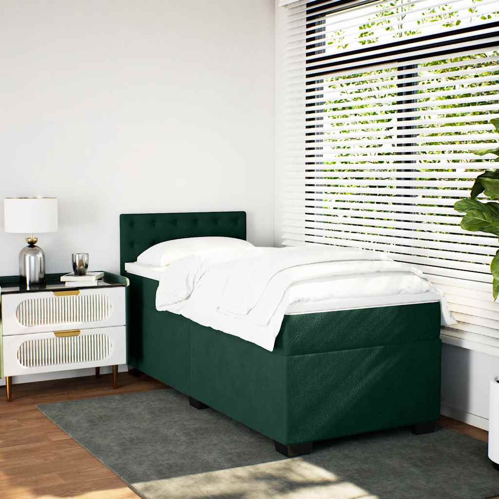 Box spring krevet s madracem tamnozeleni 100x200 cm baršunasti
