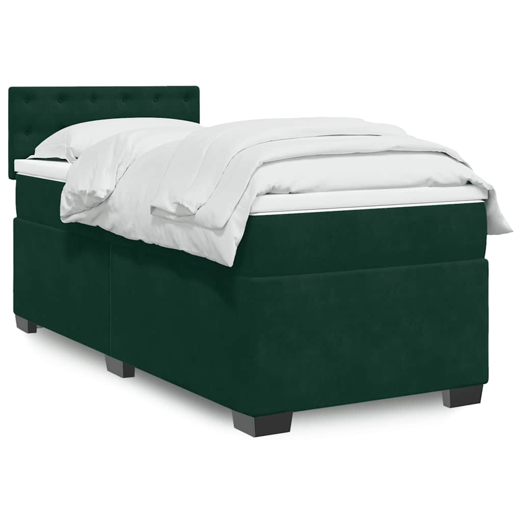 Box spring krevet s madracem tamnozeleni 100x200 cm baršunasti