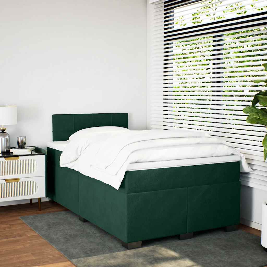 Krevet box spring s madracem tamnozeleni 120x190 cm baršunasti