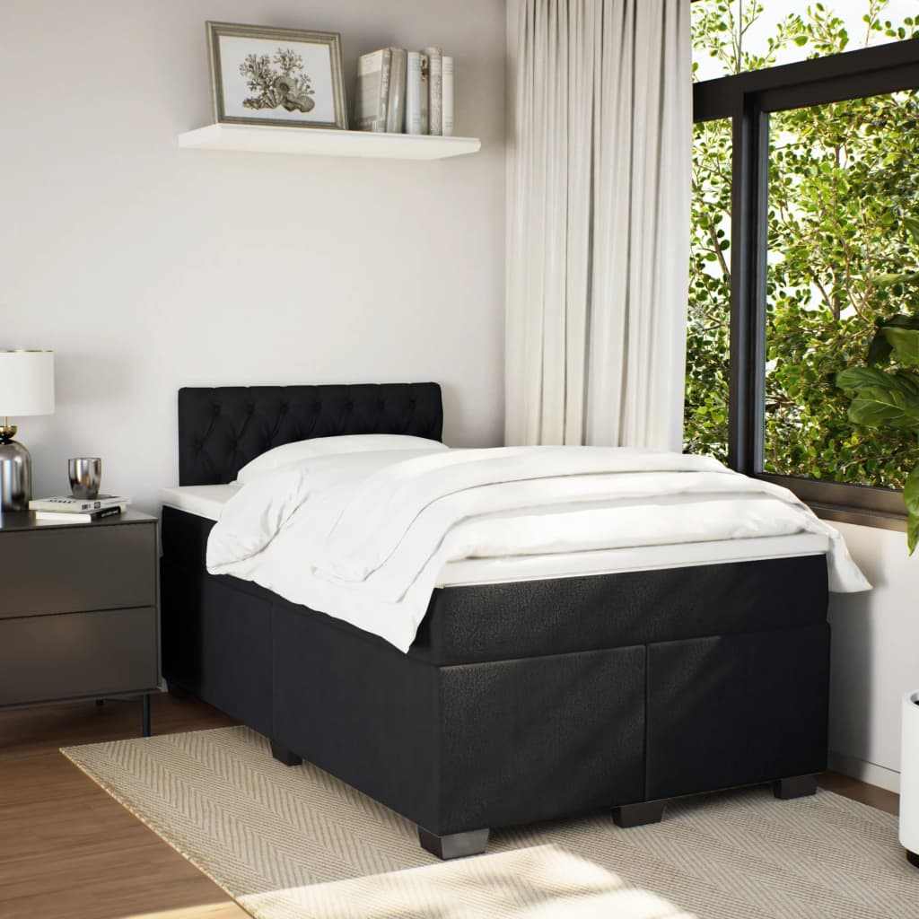 Krevet box spring s madracem crni 120 x 190 cm baršunasti