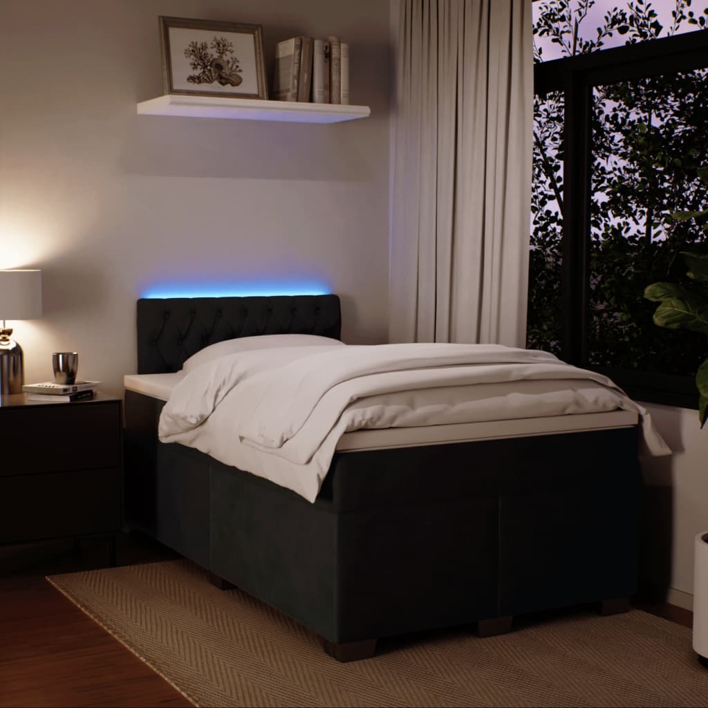 Krevet box spring s madracem crni 120 x 190 cm baršunasti