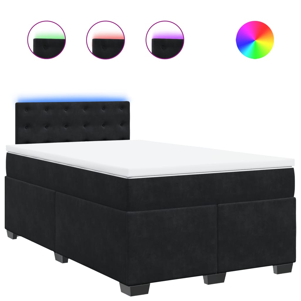Krevet box spring s madracem crni 120 x 190 cm baršunasti