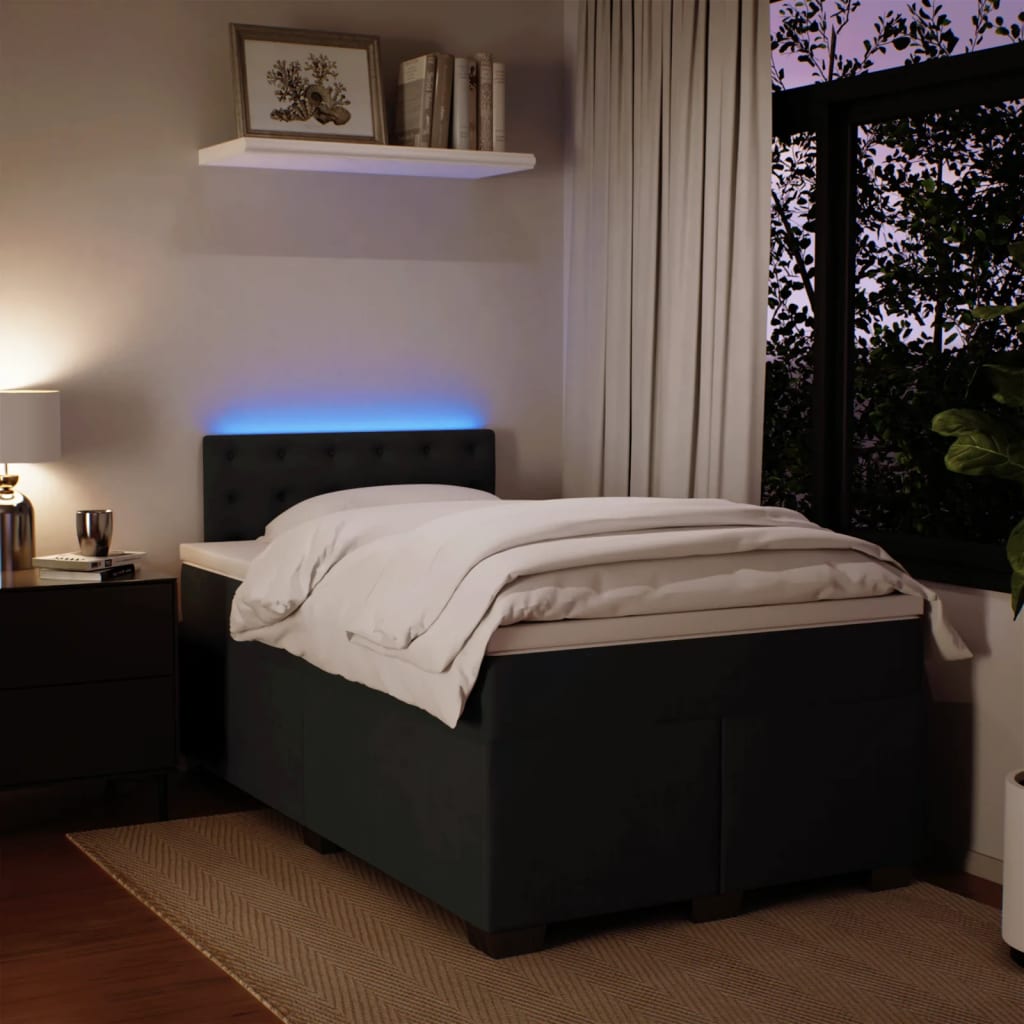 Krevet box spring s madracem crni 120 x 190 cm baršunasti