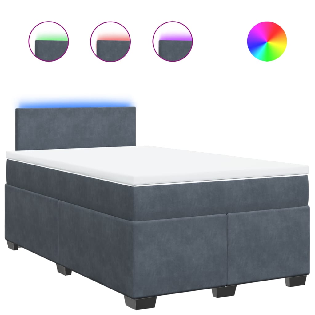 Box spring krevet s madracem tamnosivi 120 x 200 cm baršunasti