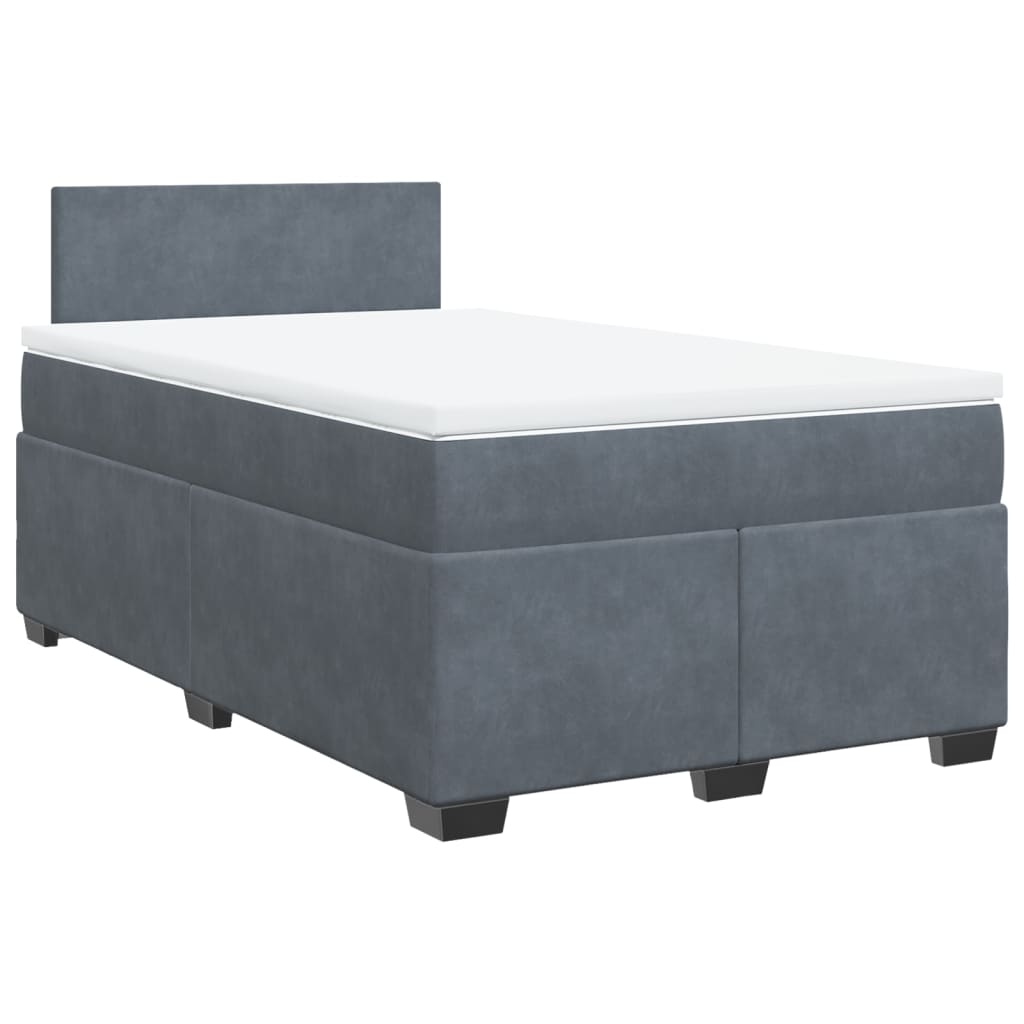 Box spring krevet s madracem tamnosivi 120 x 200 cm baršunasti