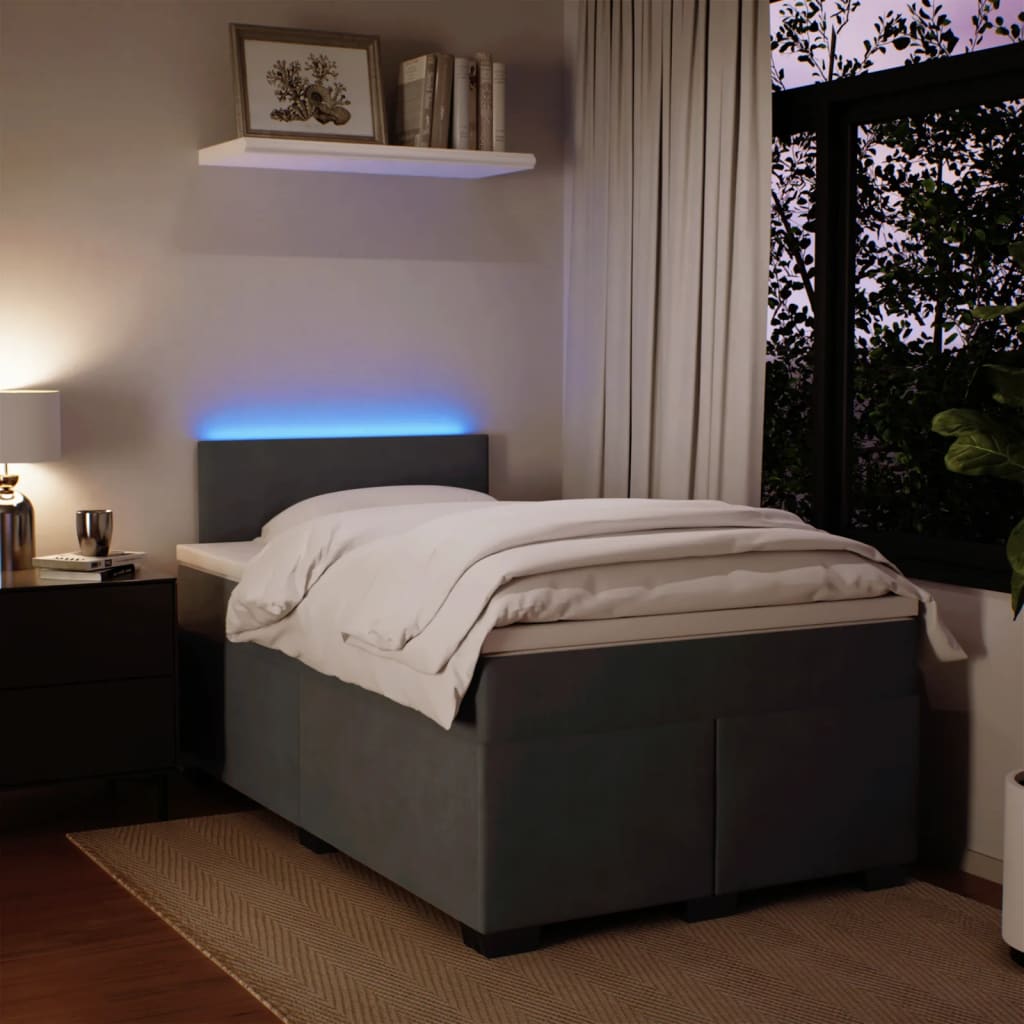 Box spring krevet s madracem tamnosivi 120 x 200 cm baršunasti