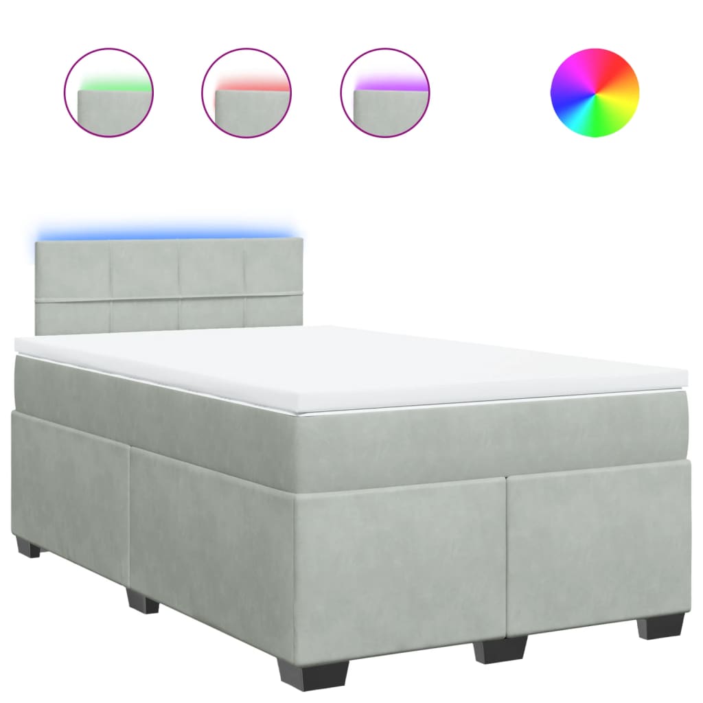 Box spring krevet s madracem svjetlosivi 120x200 cm baršunasti