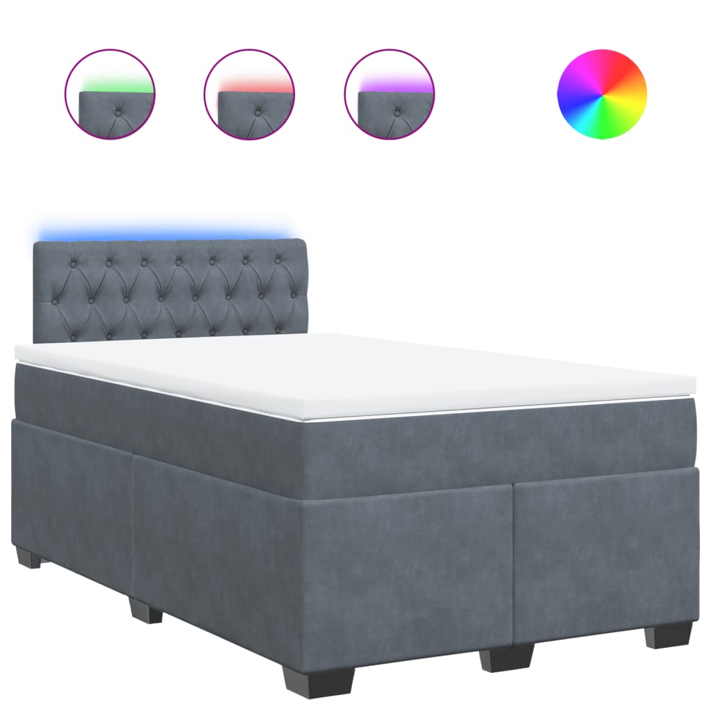 Box spring krevet s madracem tamnosivi 120 x 200 cm baršunasti