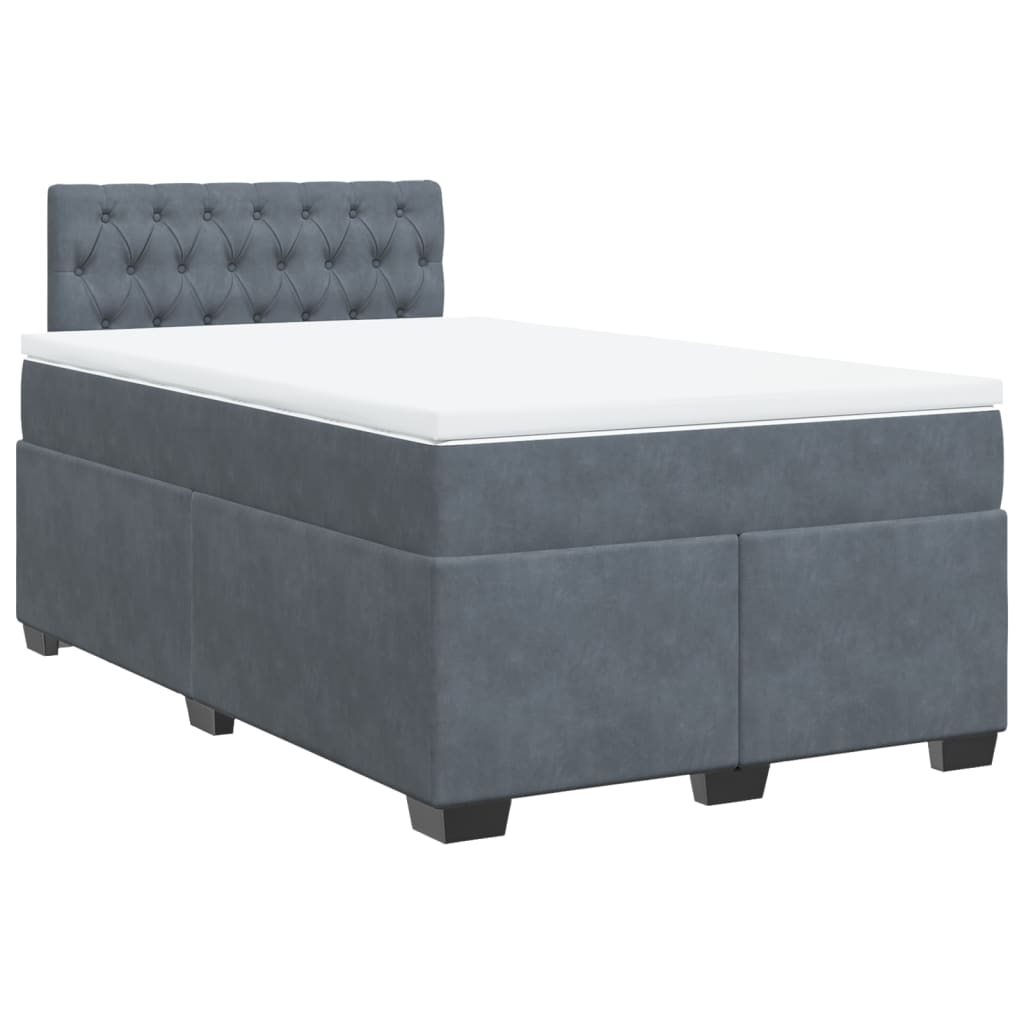 Box spring krevet s madracem tamnosivi 120 x 200 cm baršunasti