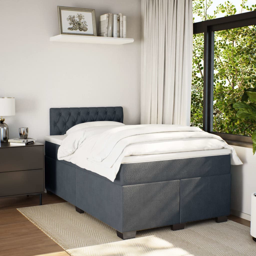 Box spring krevet s madracem tamnosivi 120 x 200 cm baršunasti
