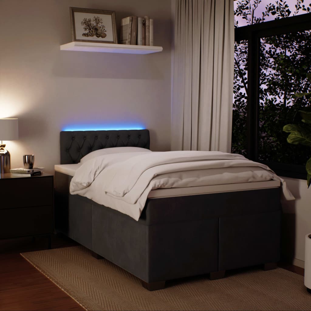 Box spring krevet s madracem tamnosivi 120 x 200 cm baršunasti