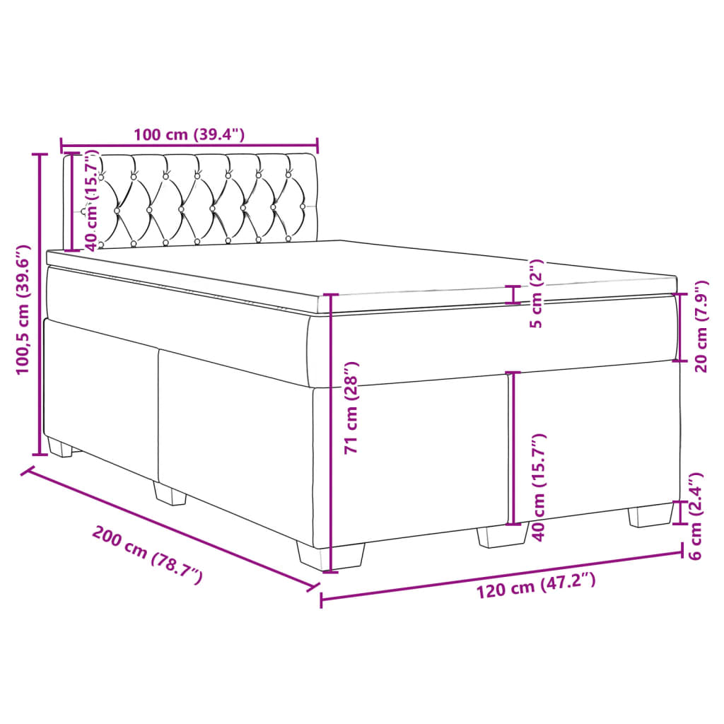 Box spring krevet s madracem ružičasti 120 x 200 cm baršunasti